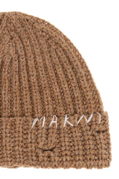 Marni Hazelnut Knit Hand-stitched Logo Beanie