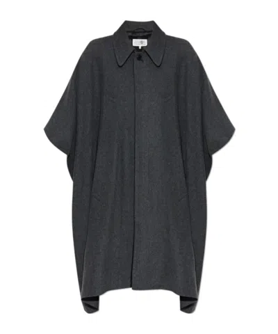 Mm6 Maison Margiela Grey Coat With Wool Trim