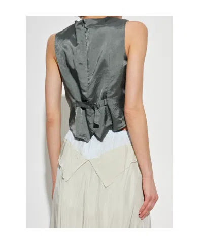 Mm6 Maison Margiela Mm6 By Maison Margiela Satin-finish Grey Gilet With Structured Belt