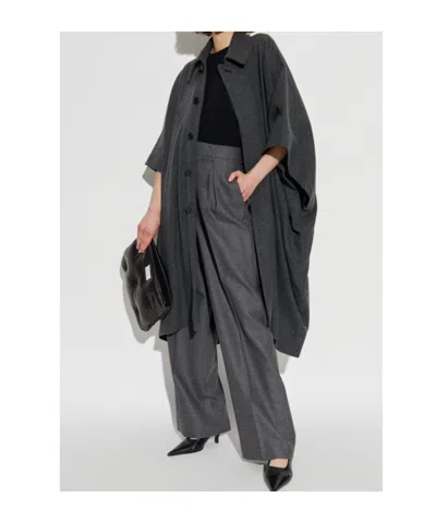 Mm6 Maison Margiela Grey Coat With Wool Trim