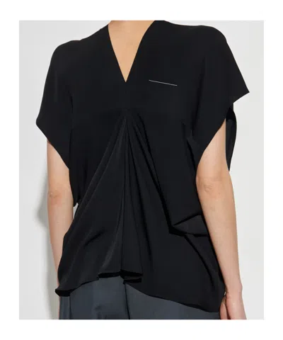 Mm6 Maison Margiela Draped V-neck Blouse