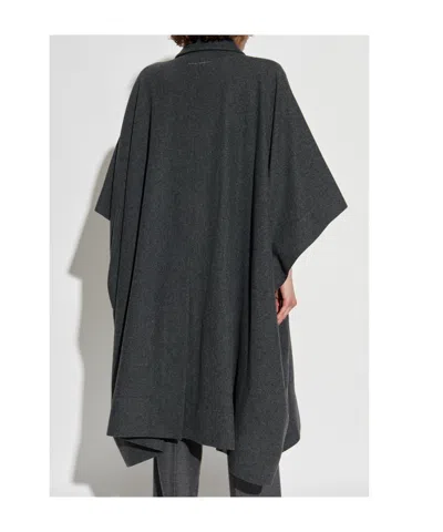 Mm6 Maison Margiela Grey Coat With Wool Trim