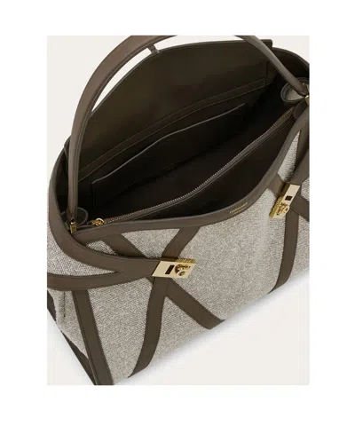 Ferragamo Hug Soft Shoulder Bag With Leather Trims
