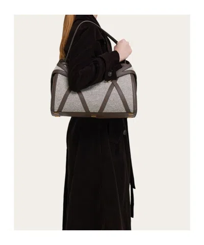 Ferragamo Hug Soft Shoulder Bag With Leather Trims
