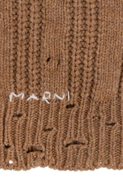 Marni Logo Embroidered Knitted Scarf