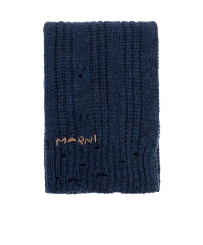 Marni Logo Embroidered Knitted Scarf
