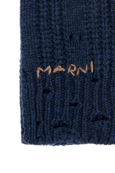 Marni Logo Embroidered Knitted Scarf
