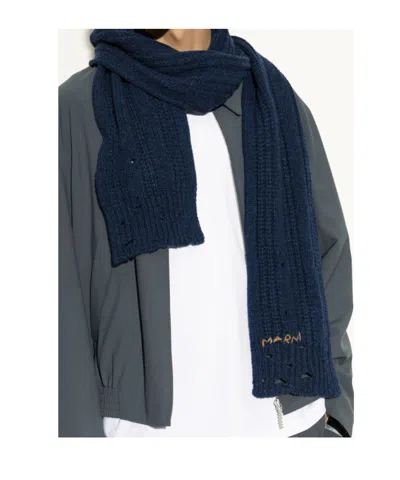 Marni Logo Embroidered Knitted Scarf