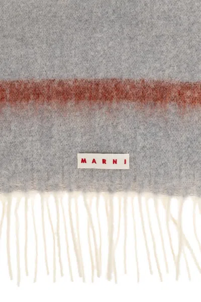 Marni Textured Finish Scarf In Light Grey In Gray