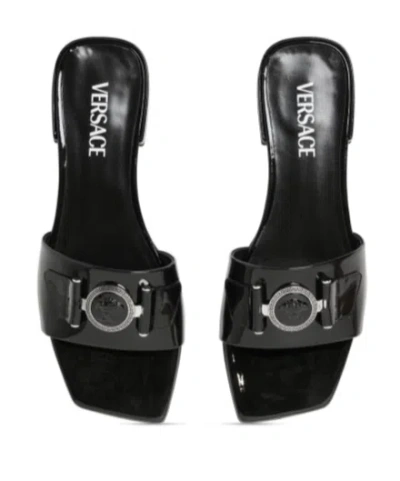 Versace Flat Bottom Metal Logo Sandals