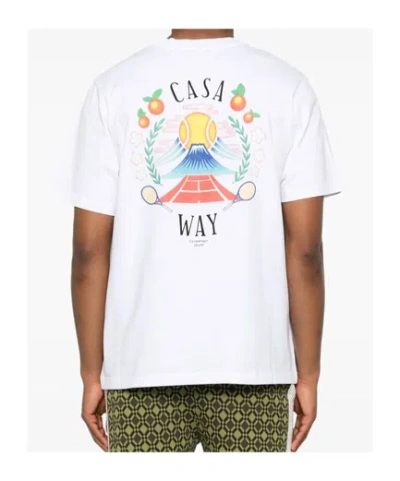 Casablanca T-shirt Girocollo Con Logo Sul Fronte In Cotone Bianca Uomo