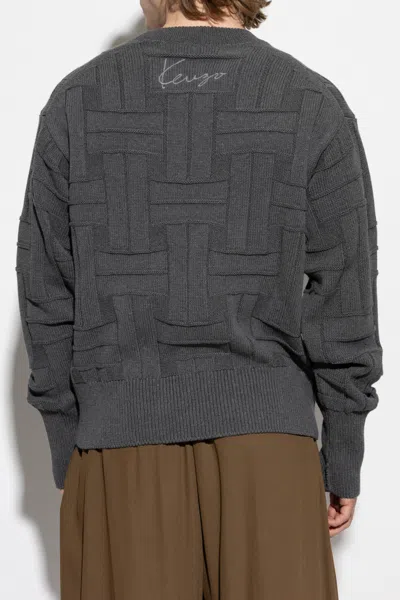 Kenzo Geometric-pattern Knitwear Sweater In Gray