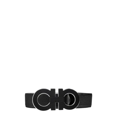 Ferragamo Double-sided Adjustable Waist Belt In Black