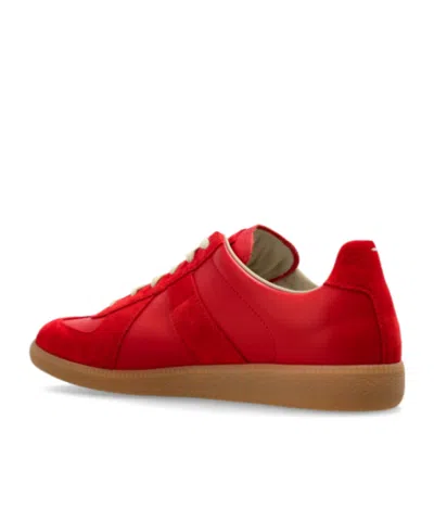 Maison Margiela Replica Leather And Suede Sneakers In Red