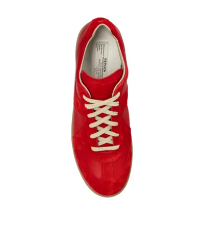 Maison Margiela Replica Leather And Suede Sneakers In Red