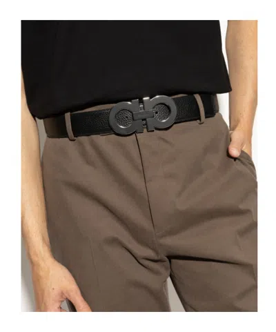 Ferragamo Double-sided Adjustable Waist Belt In Black