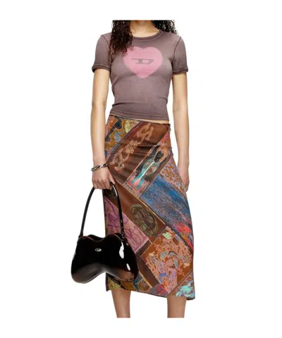 Diesel T-ele T-shirt In Washed Purple Stretch Cotton In Pink