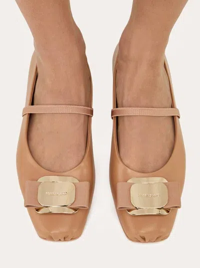 Ferragamo Woman Ballet Flats Camel Size 6 Lambskin