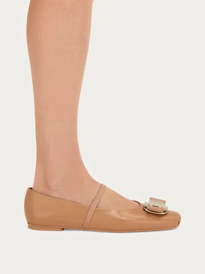 Ferragamo Woman Ballet Flats Camel Size 6 Lambskin