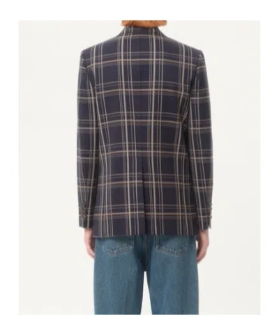 Valentino Giacca Doppiopetto In Lana E Cotone Con Motivo Check