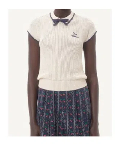 Valentino Cotton Tops With Bow Detail And Cap Sleeves
