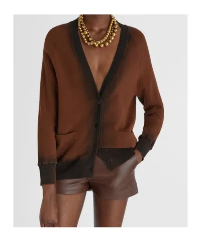 Ermanno Scervino Cotton Blend Cardigan With Organza Effect And Shaded Print