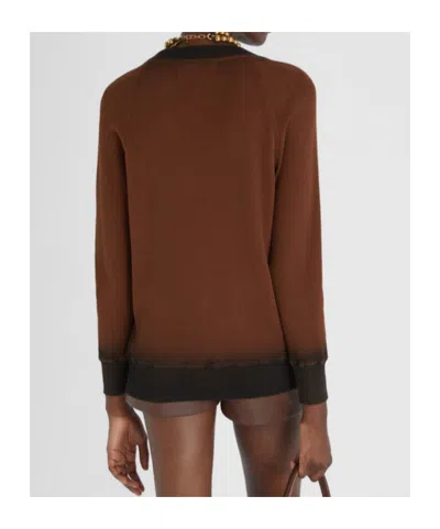 Ermanno Scervino Cotton Blend Cardigan With Organza Effect And Shaded Print
