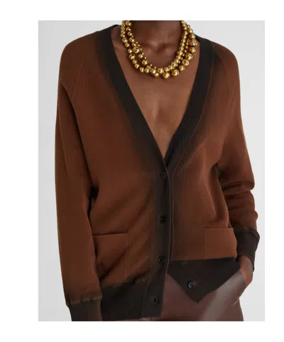 Ermanno Scervino Cotton Blend Cardigan With Organza Effect And Shaded Print