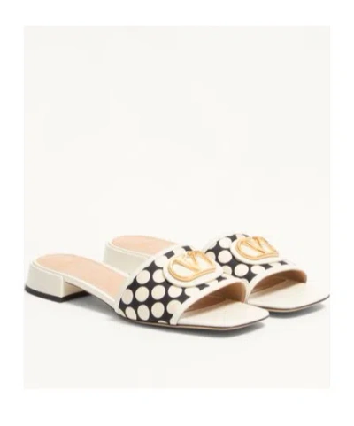Valentino Sandalo Slide Vlogo Signature In Tessuto Plus De Pois 20mm
