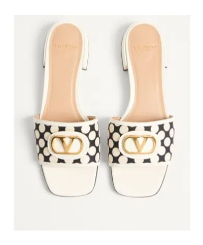 Valentino Sandalo Slide Vlogo Signature In Tessuto Plus De Pois 20mm