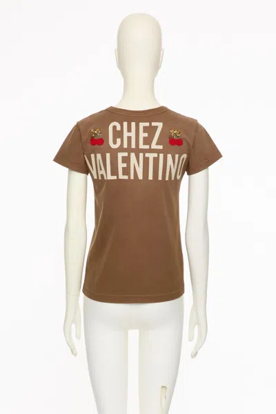 Valentino T-shirt En Coton Femme Noisette Xs