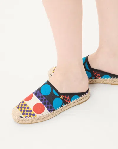 Valentino Garavani Vlogo Signature Mule In Optical Pois Canvas 25mm Woman Multicolour 40
