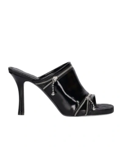 Burberry Sandals Peep Model In Shiny Black Leather