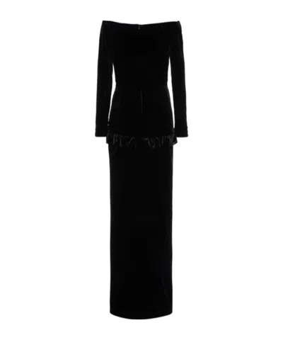 Alessandra Rich Velvet Off-the-shoulder Gown