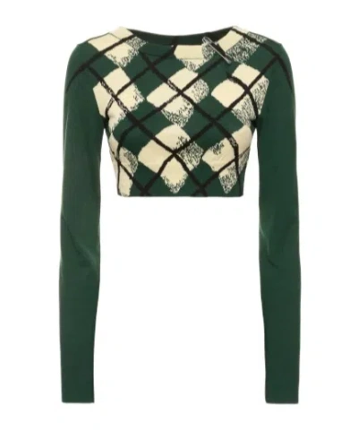 Burberry Woman Sweater Dark Green Size M Cotton