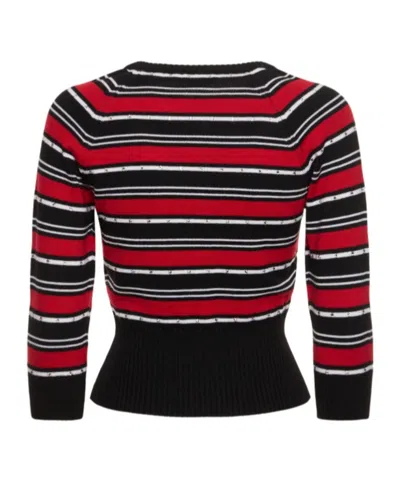 Alessandra Rich Stripe Pattern Sweater In Multi