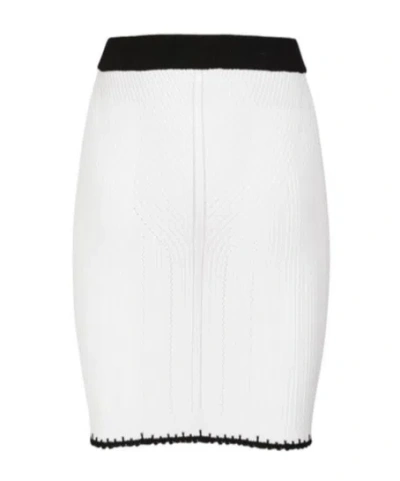 Balmain Bicolor Knit Midi Skirt With Embossed Buttons