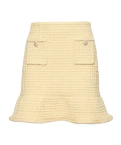 Self-portrait Self Portrait "knitted Mini Skirt With Jewel Buttons In Yellow