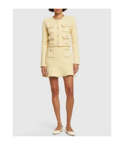 Self-portrait Self Portrait "knitted Mini Skirt With Jewel Buttons In Yellow