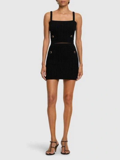 Alessandra Rich Thin Shoulder Strap Knitted Sling In Black