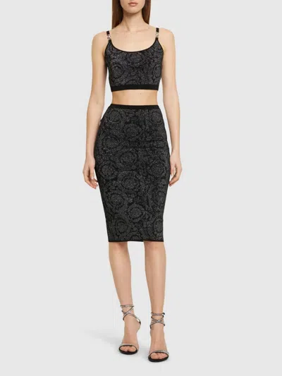 Versace Barocco Knitted Medium Length Skirt