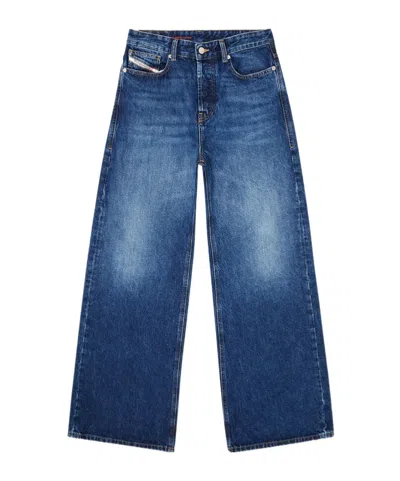 Diesel 'd-sire 1996' Blue Jeans With Wide Leg And Logo Patch On The Rear
