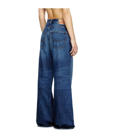 Diesel 'd-sire 1996' Blue Jeans With Wide Leg And Logo Patch On The Rear