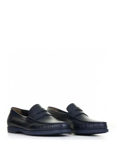 Fratelli Rossetti Marine Blue Leather Loafers