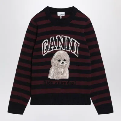 Ganni Graphic Wool Mix Poodle Stripe Sweaters And Cardigans Multicolor In Multi