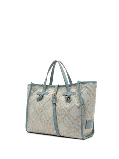 Gianni Chiarini Marcella 32 Shopping Bag In Raffia And Cotton Jacquard Fabric