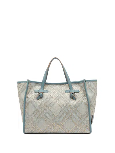 Gianni Chiarini Marcella 32 Shopping Bag In Raffia And Cotton Jacquard Fabric