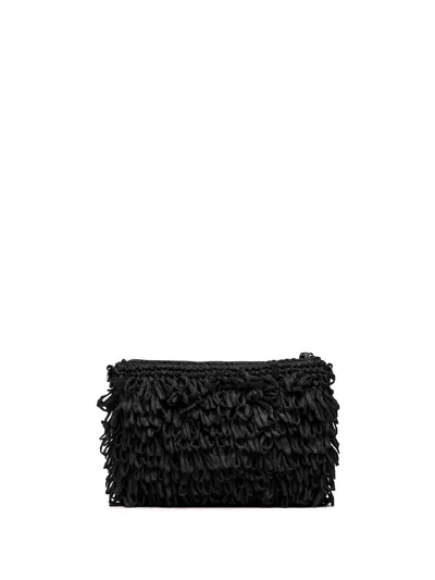 Gianni Chiarini Marcella Fabric Clutch With Raffia Curls