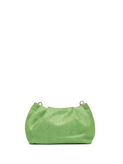 Gianni Chiarini Green Glitter Pearl Clutch Bag With Curled Effect