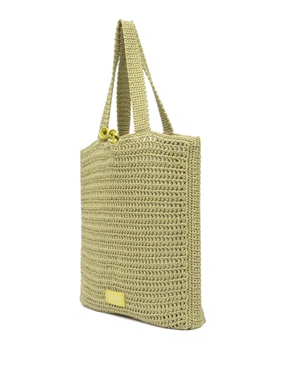 Gianni Chiarini Vittoria Yellow Shopping Bag In Crochet Fabric